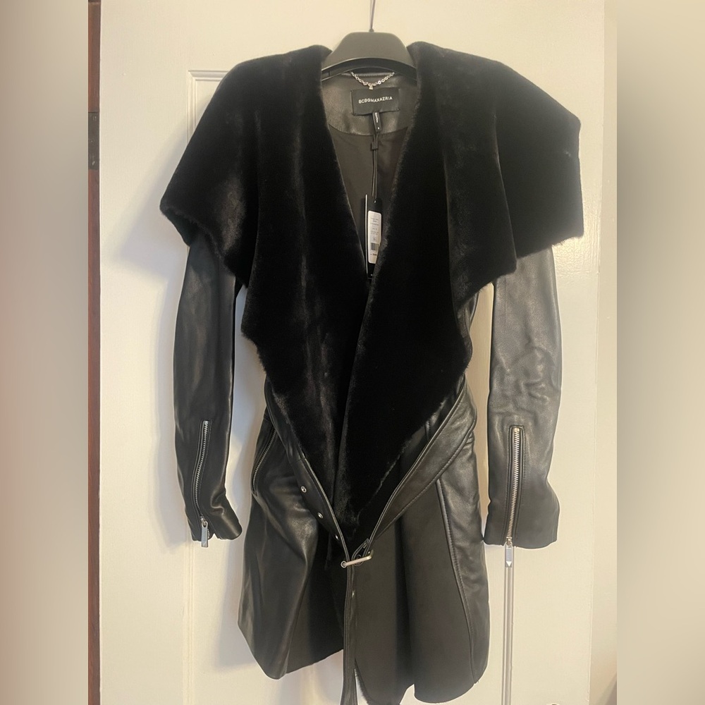 NWT!!! BCBG leather and faux fur jacket!